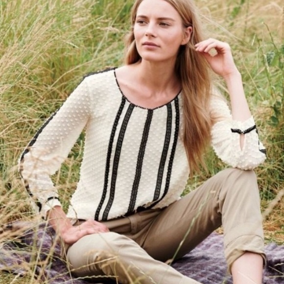 J. Crew Tops - J Crew Swiss Dot Lace Trim Top